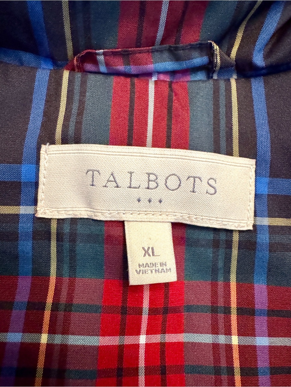 Talbots Tartan Plaid Vest women’s Sz XL Quilted Down - Picture 3 of 11